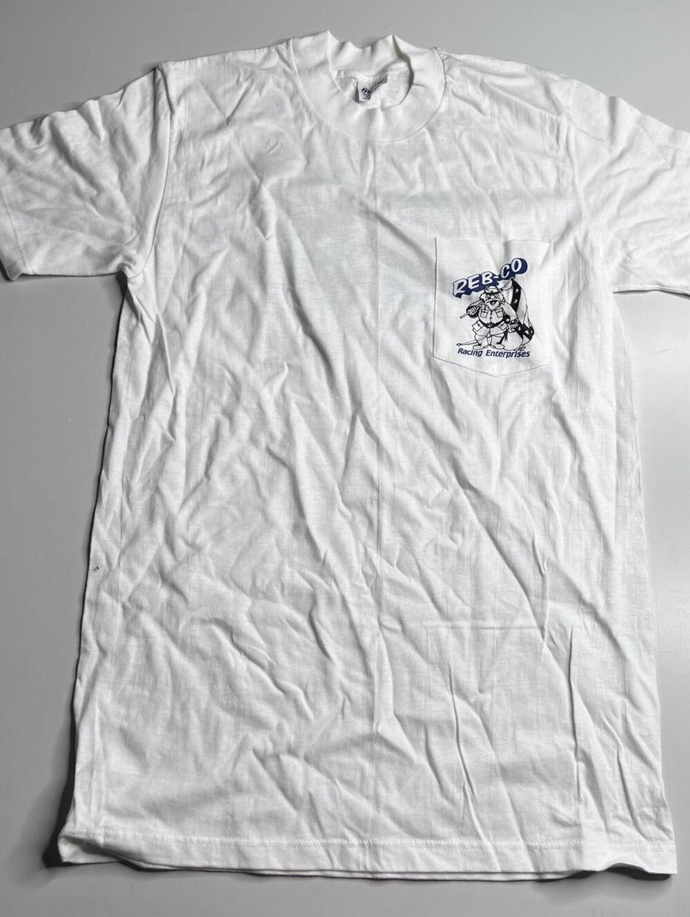 Vintage REB-CO Racing Stedman Shirt Mens M White Car Checkered Flag Graphic Tee